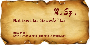 Matievits Szavéta névjegykártya